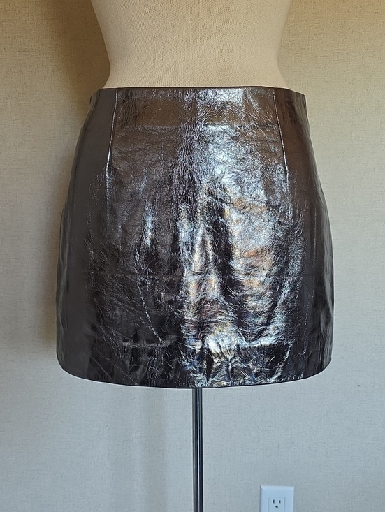 Renggli Dresses & Skirts - Renggli Gunmetal Foil Leather Skirt